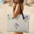 thumbnail image 4 of Delicate Purple Floral Seamless Pattern Picnic Blanket Waterproof Outdoor Beach Blanket Hand-held Pad Suitable for Travel, Camping, Beach, Family Gatherings, 4 of 7