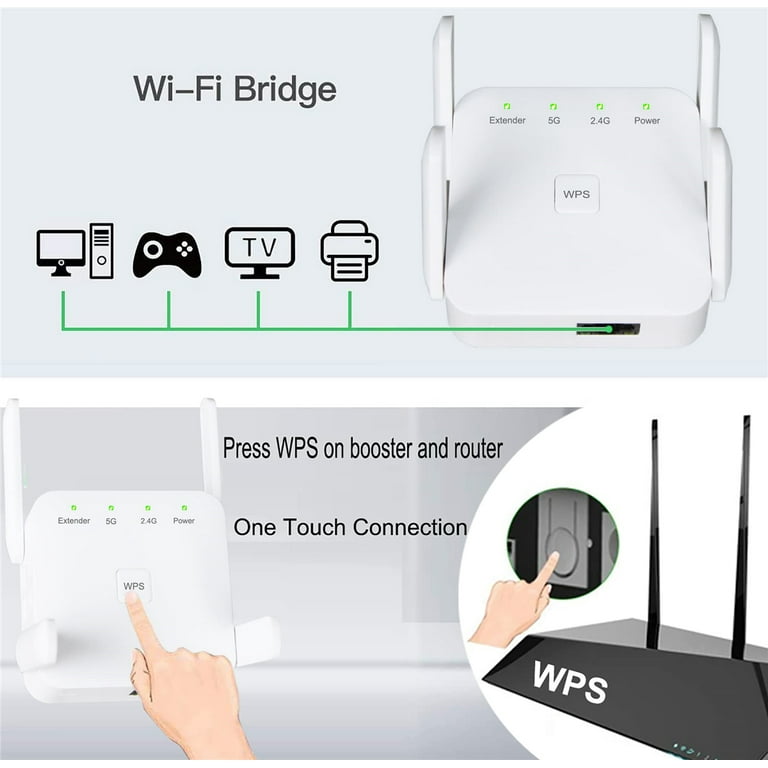 WiFi Extender WiFi Booster Indoor Repeater Signal Booster 1200Mbps