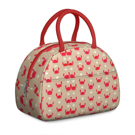 Insulated Lunch Bag Women, Reusable Cute Crab Pattern Tote Lunch Box, Leakproof Cooler Lunch Bags for Work Office Travel Picnic