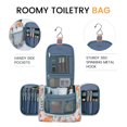 thumbnail image 3 of Large Hanging Travel Toiletry Bag Dopp Kit with Hook Cosmetic Makeup Organizer with Brush Holder Water-Resistant Bathroom for Women Men, Orange Flower, 3 of 8