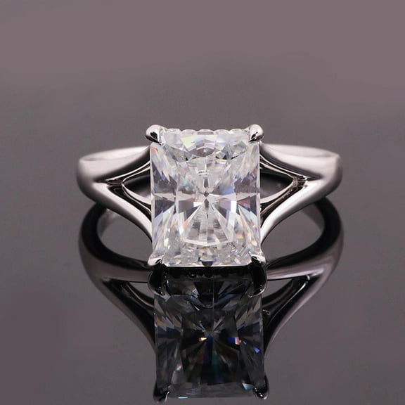 solitaire jewels 5CT Radiant Moissanite Hidden Halo Engagement Ring For Women, 14K Yellow Gold