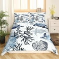 thumbnail image 2 of Turtle Bedding Set Twin Nautical Coastal Bedding,White Blue Sea Turtle Comforter Cover for Kids Boys Girls,Reptile Tortoise Duvet Cover Ocean Beach Theme Quilt Cover Kawaii Sea Animal Bedspread Cover, 2 of 5