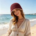 thumbnail image 2 of Krdevn Bohemian Crochet Hat Handmade Shell Lightweight Boho Cap for Beach and Travel,One Size, 2 of 6
