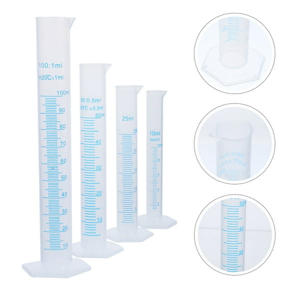 PTOOTP 4Pcs Laboratory Measuring Cylinder for Accurate Measurement and Testing