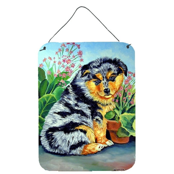 Carolines Treasures 7045DS1216 Australian Shepherd Puppy Wall or Door Hanging Prints 12x16 multicolor