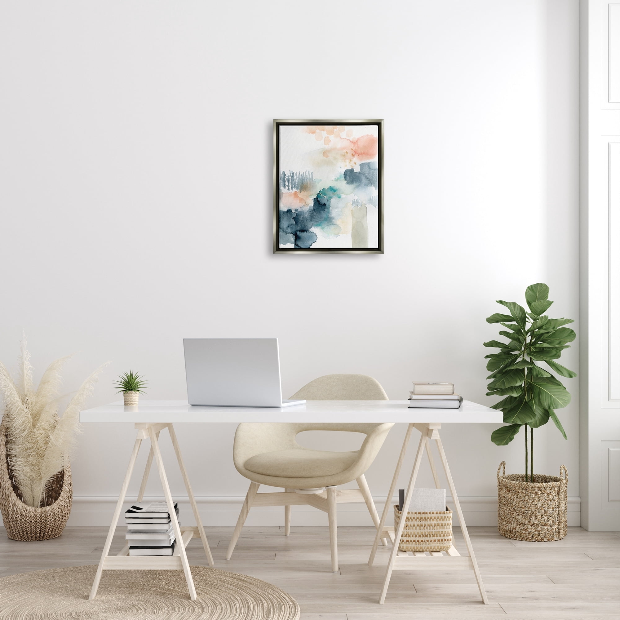 Stupell Industries Spring Forest Veil Abstract Tree Landscape Luster Gray Framed Floating Canvas Wall Art, 16x20, by Victoria Barnes