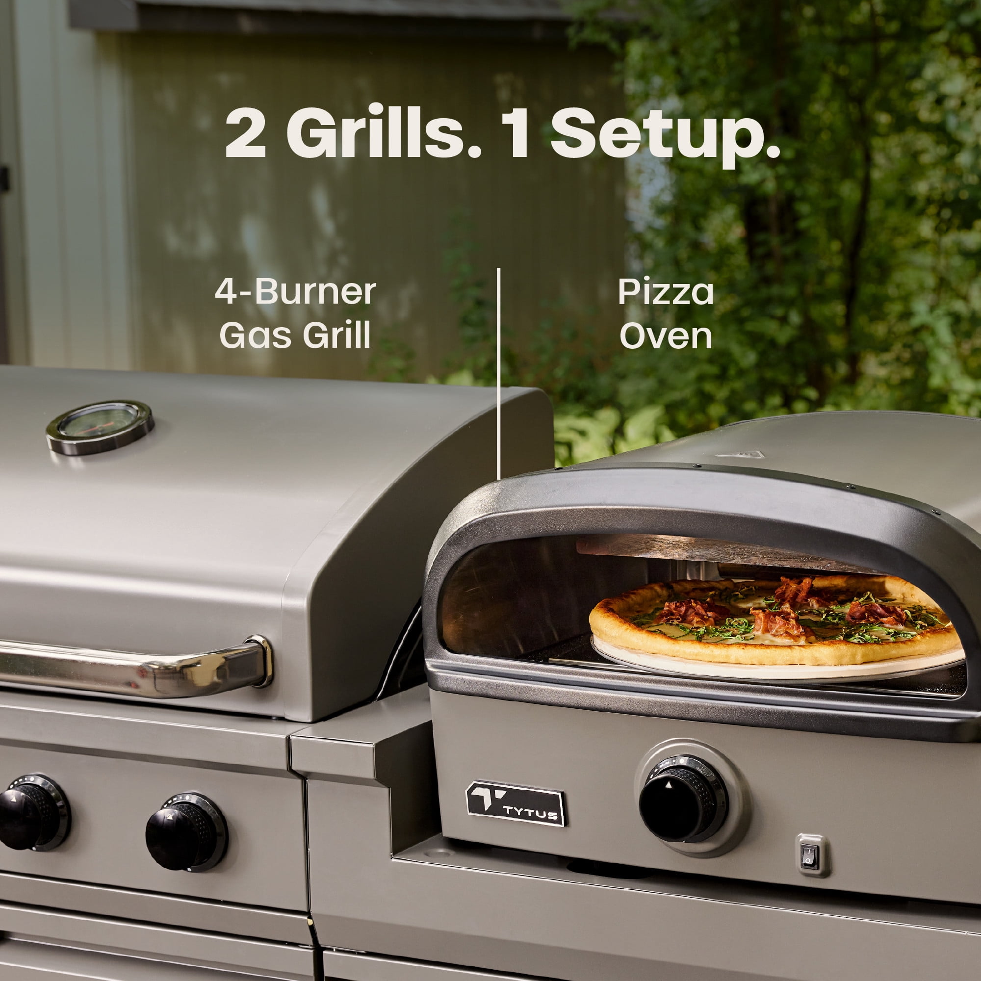 TYTUS Modular Grilling Collection 4-Burner Gas Grill, Pizza Oven with Cart, and Grill Light
