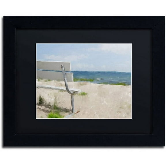 Trademark Fine Art "Beach on Long Island Sound" Canvas Art by Lois Bryan, Black Mat, Black Frame