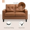 thumbnail image 4 of HOMCOM 51' PU Leather Loveseat Double Sofa with Armrests and Tufted Backrest, Brown, 4 of 10