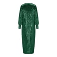 thumbnail image 4 of Dresses for Women, 2026 Womens Sequin Dress Loose Sparkly Sequin Party Club Dresses Deep V Neck Puff Long Sleeve Swing Maxi Dress, 4 of 9