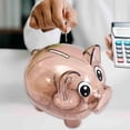 thumbnail image 6 of Esquirla Pig Piggy Bank Pig Figurine Desktop Ornament,Decorative Festival Gift Reusable Money Bank Money Saving Box for Adult Kids Coffee, 6 of 8