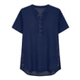 thumbnail image 7 of Women's Short Sleeve Denim Shirt Tunic Top with Stand Collar and Button Front, 7 of 7