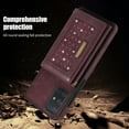 thumbnail image 6 of Nalacover Wallet Crossbody for Samsung Galaxy A51 4G Phone Case with Lanyard Strap Credit Card Holder, PU Leather Protective Handbag Purse Kickstand Bling Diamond Cover Women Girl, Wine Red, 6 of 10
