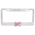 thumbnail image 1 of 7 Rows Bling Diamond Crystal License Plate Frame With Bow Tie, 1 of 5