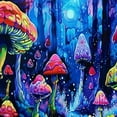 thumbnail image 6 of PIKWEEK Outdoor Picnic Camping and Indoor Kitchen Dining Party Mushroom Forest Trees Plants Flowers Landscape Round Tablecloth White, 6 of 8