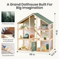 thumbnail image 3 of Tiny Land Wooden Dollhouse for Girls - 6 Rooms Wooden Doll House, DIY Pretend Doll House with 31Pcs Furniture Accessories, Creative Gift for Girl Ages 3+, Green, 3 of 7