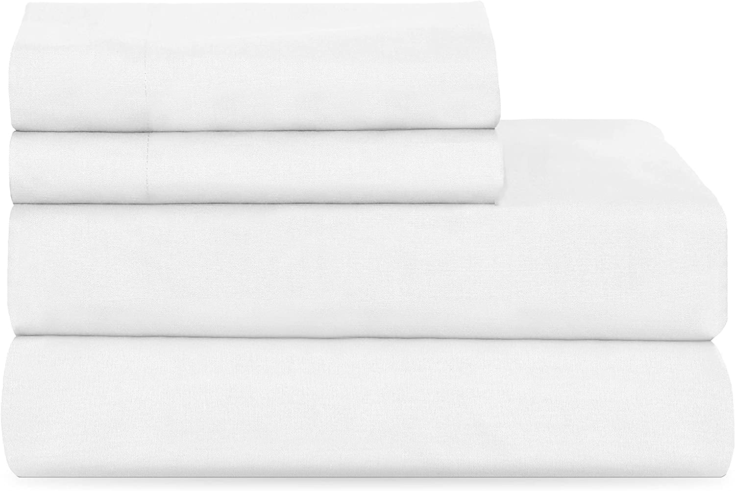 Martex 225 Thread Count Cotton Rich Bed Sheet Set – Soft Durable Wrinkle Resistant – 3-Piece Full – White