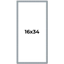 16x34 Frame Blue Scuffed Farm Board Solid Wood Picture Frame Width 0.75 Inches | Interior Depth 0.5