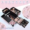 thumbnail image 2 of Stagiant Estuche de tren de maquillaje con ruedas Maleta de cosméticos grande Carro Maquillaje Caja de almacenamiento de equipaje 4 bandejas con riel deslizante Ruedas giratorias de capa media extraíb, 2 of 5