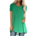 thumbnail image 2 of Summer Saving Wycnly Womens Shirts Round Neck Short Sleeve Gradient Print Summer Cute Tops Casual Loose Fit Breathable Ladies Hem Tunic Blouses Green m Clearance Under $5, 2 of 4