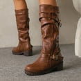 thumbnail image 6 of Women's Knee High Riding Boots Buckle Zipper Tall Boots Comfortable Chunky Low Heels Boots Knee High Boots Wide Widths Calf Boots, 6 of 6