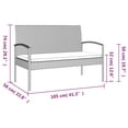 thumbnail image 4 of vidaXL Garden Bench with Cushion Grey 105 cm Poly Rattan, 4 of 5