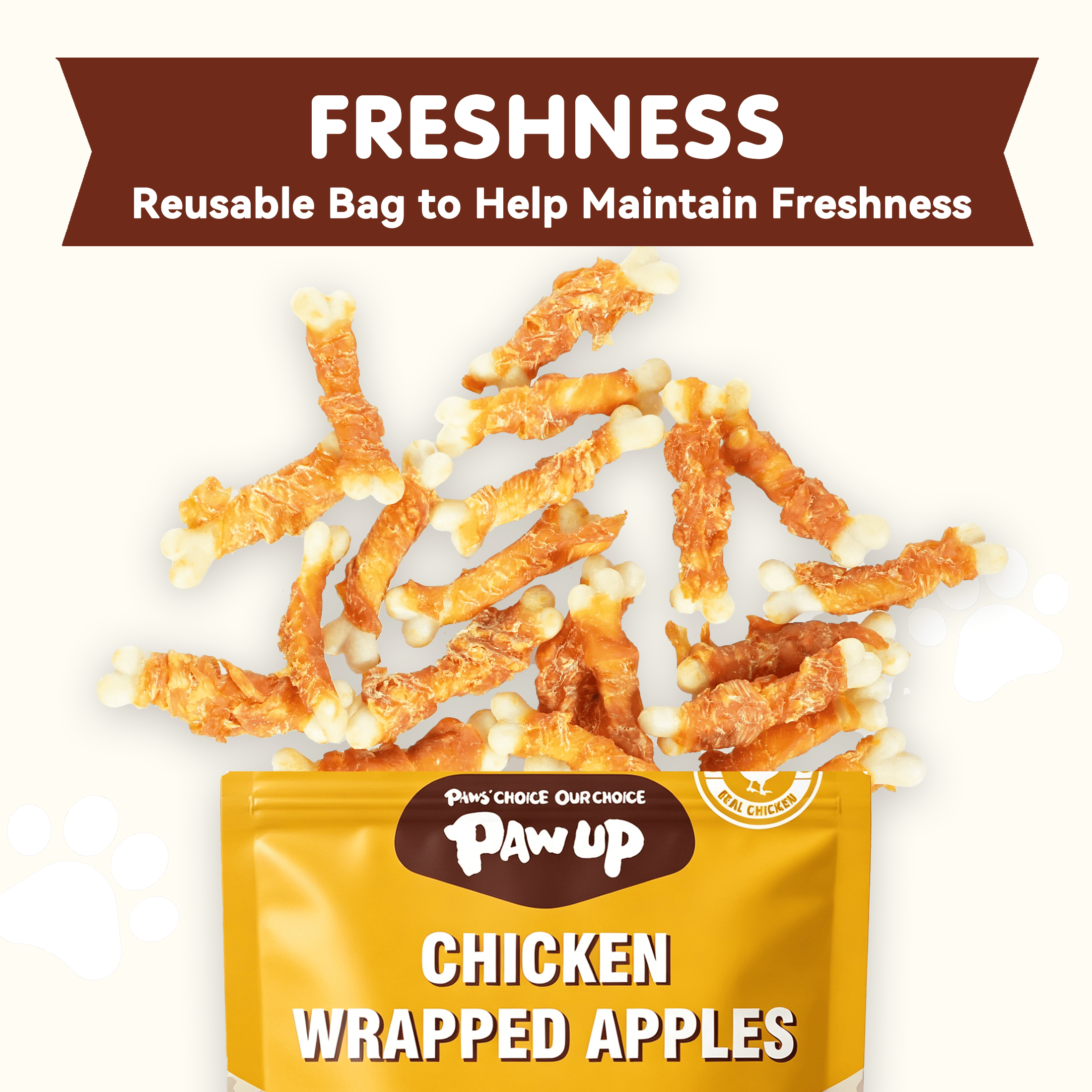 (2 pack) PAWUP Chicken Wrapped Calcium Bone Dog Treats, Dog Bones Rawhide Free, Dog Teeth Cleaning Chews for Small Medium Large Dogs, 10.6oz