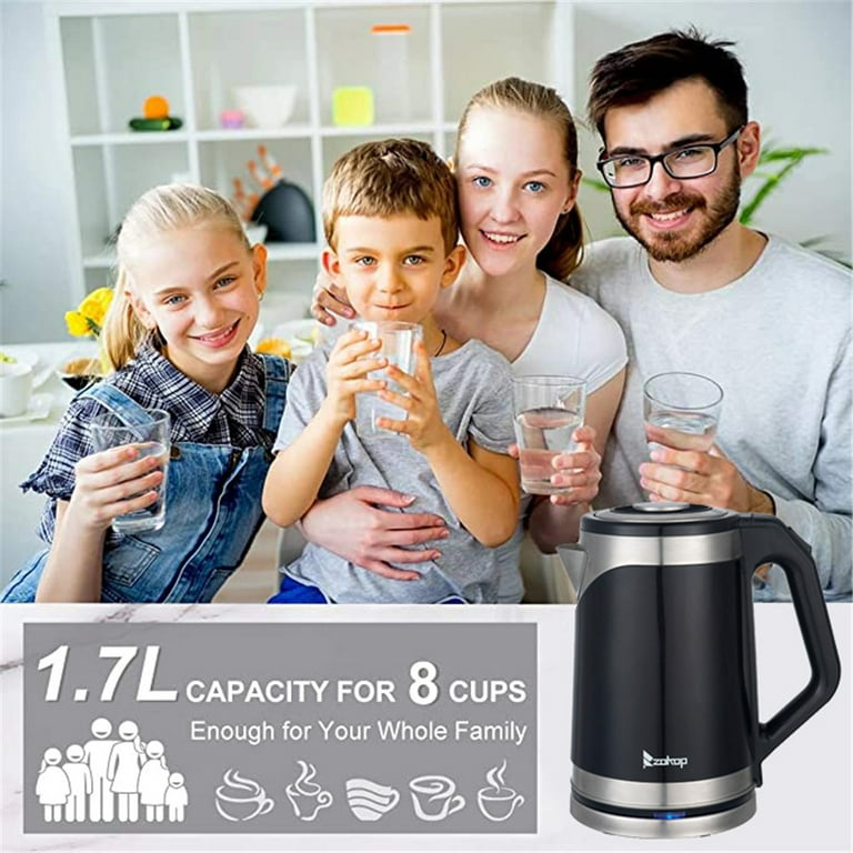 Long Handle Small Electric Cooking Pot Mini Electric Hot Pot Integrated  Electric Pot with 1.8L for 6 Function Temperature Modes (US Plug 110V)