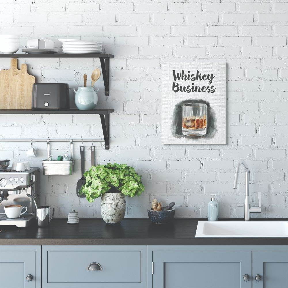 Stupell Industries Whiskey Business Bar Kitchen Drawing Canvas Wall Art by Daphne Polselli