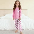thumbnail image 4 of FAWUUDO Kids Boys Girls 5-14 Years Long Sleeve Top With Pants Set Heart Print Pocket Detail Casual Two Piece Outfit Loungewear Pink 11-12 Years, 4 of 9