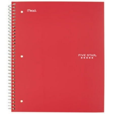 Mead 72053 Wirebound Notebook With Two Pockets, 1-subject, Medium/college Rule, Red Cover, (100) 11 X 8.5 Sheets