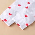 thumbnail image 4 of Fesfesfes Girls Casual Ribbed Long Sleeve Romper Set Heart Print 3 Piece Outfit Playwear Soft Everyday, 4 of 7