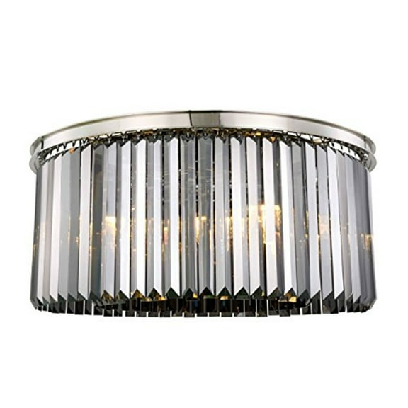 Sydney 8 light Polished nickel Flush Mount Silver Shade (Grey) Royal Cut Crystal