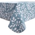 thumbnail image 1 of Mantel de vinilo con parte trasera de franela, impermeable, de PVC, resistente al aceite y plástico lavable, a prueba de salpicaduras, para interiores y exteriores (hojas azules, rectángulo de 55 x 7 JAMW Sencillez, 1 of 5