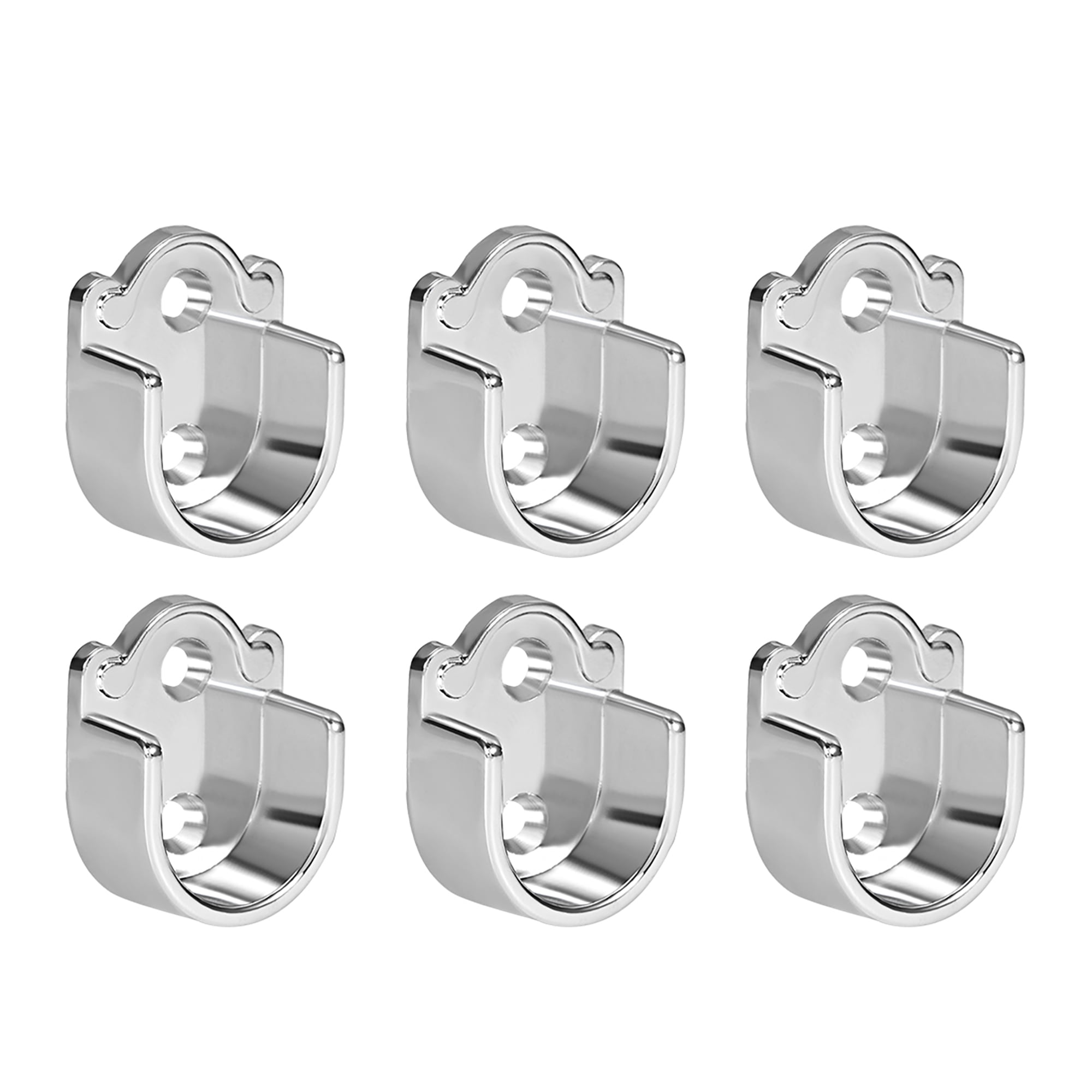 6Pcs Zinc Alloy Wardrobe Closet Rod Bracket, Shower Curtain Rod Pole