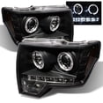 thumbnail image 2 of AKKON - Fits 2009-2014 Ford F150 Dual Projector Black Headlights + Blk Smoke LED [Light Bar] TailLamp + 3rd Brake Light, 2 of 7