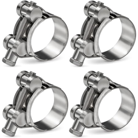 Adjustable T-Bolt Hose Clamps 23-25mm OD, 304 Stainless Steel Heavy Duty Tube Clips for Auto & Industrial Plumbing, 4 Pack Hose Fastener (0.91"-0.98")