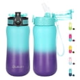 thumbnail image 1 of 12 oz Insulated Kids Water Bottle for Boy Girl with Straw/Chug/ One-Click-Open Lids Strainer Stainless Steel Water Bottles Double Wall Vacuum Wide Mouth BPA Free Leak-Proof for School Todler, 1 of 5