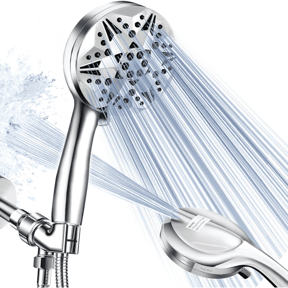 Yezivo Shower Head, 10 Spray Setting Detachable Shower Head with Handheld, HandHeld Shower Head for Bathroom Tub with 59 inch Hose Stainless Steel and Adjustable Holder