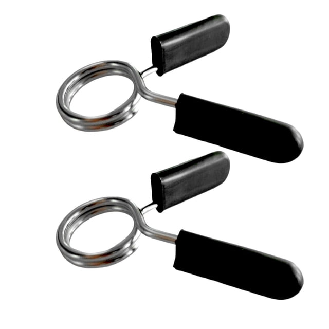 Transemion 2 Pairs 25/28mm Barbell Bar Clamp Spring Collar Clips Weight Dumbbell Lock Gym black silver 25mm 1Set