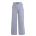 thumbnail image 3 of Women's Linen High Waisted Straight Pants Casual Flowy Wide Leg Drawstring Trousers with Pockets, 3 of 5