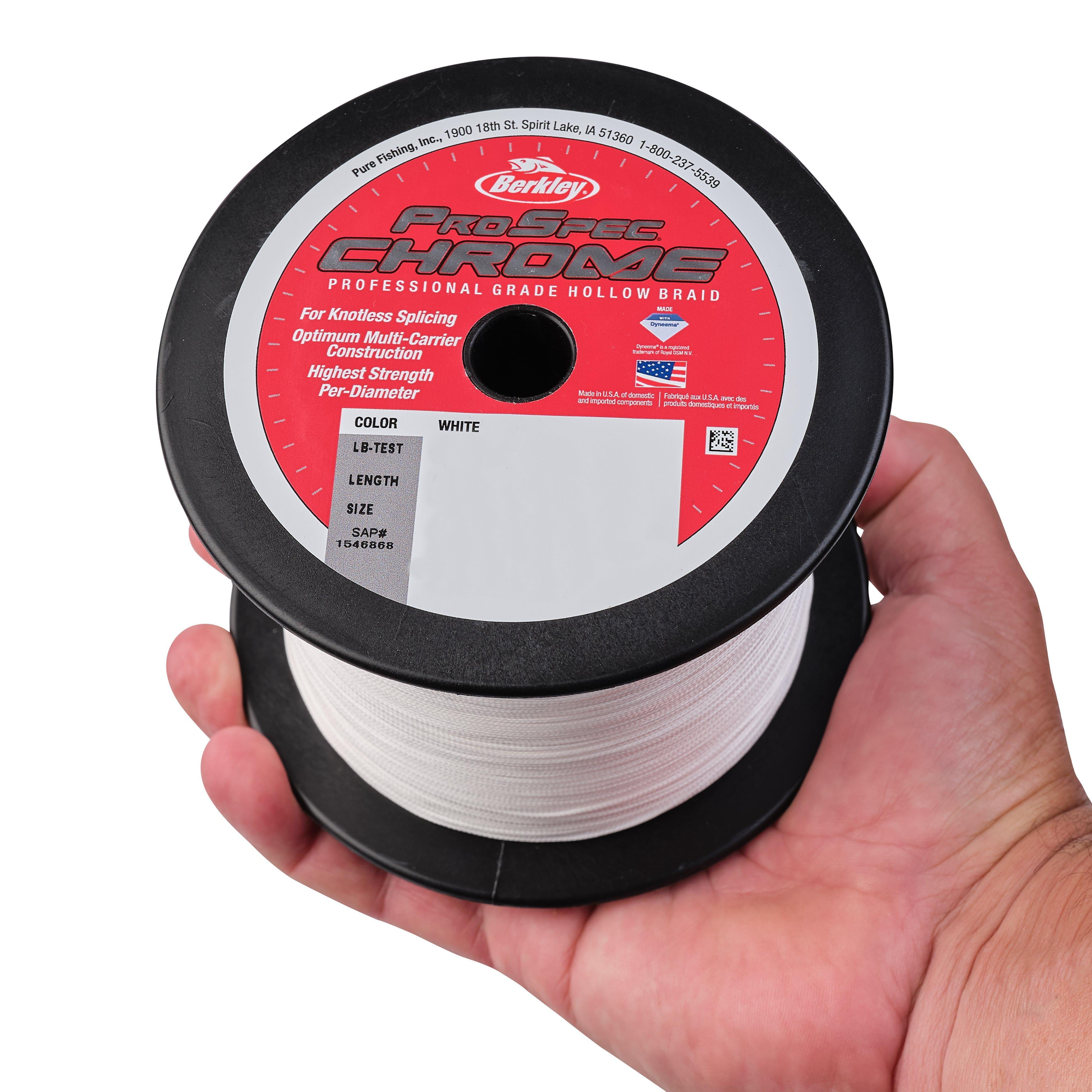 Berkley ProSpec® Chrome Premium Hollow Braid Fishing Line, Cabo White, 80 lb Test Strength, 1500 yd