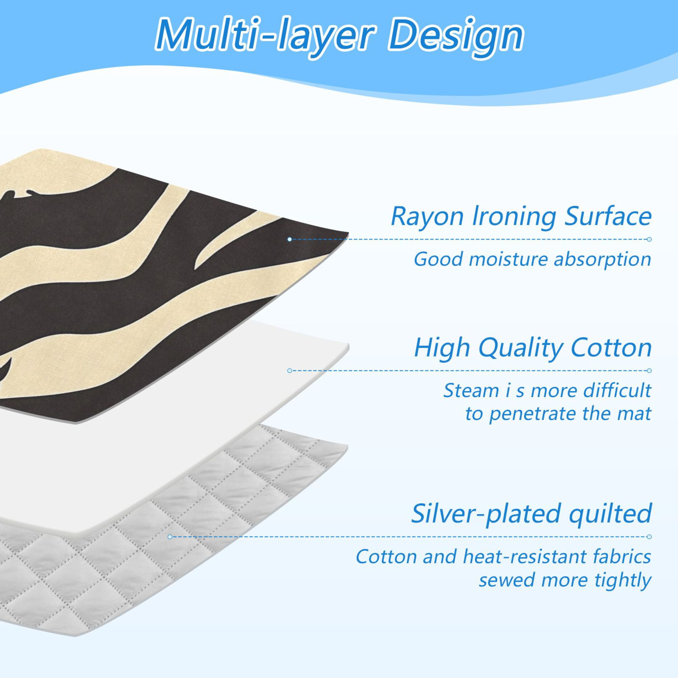Black and Beige Stripe Ironing Mat Blanket for Table Top Travel Portable Ironing Board Pad 47.2x27.6 Inch