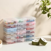 Novelinks 18 Pack Small Stackable Plastic Storage Box Containers Clear Hobby Art Craft Organizer Rectangle Box for Pencil Box Crayon Beads Jewelry ,Clear