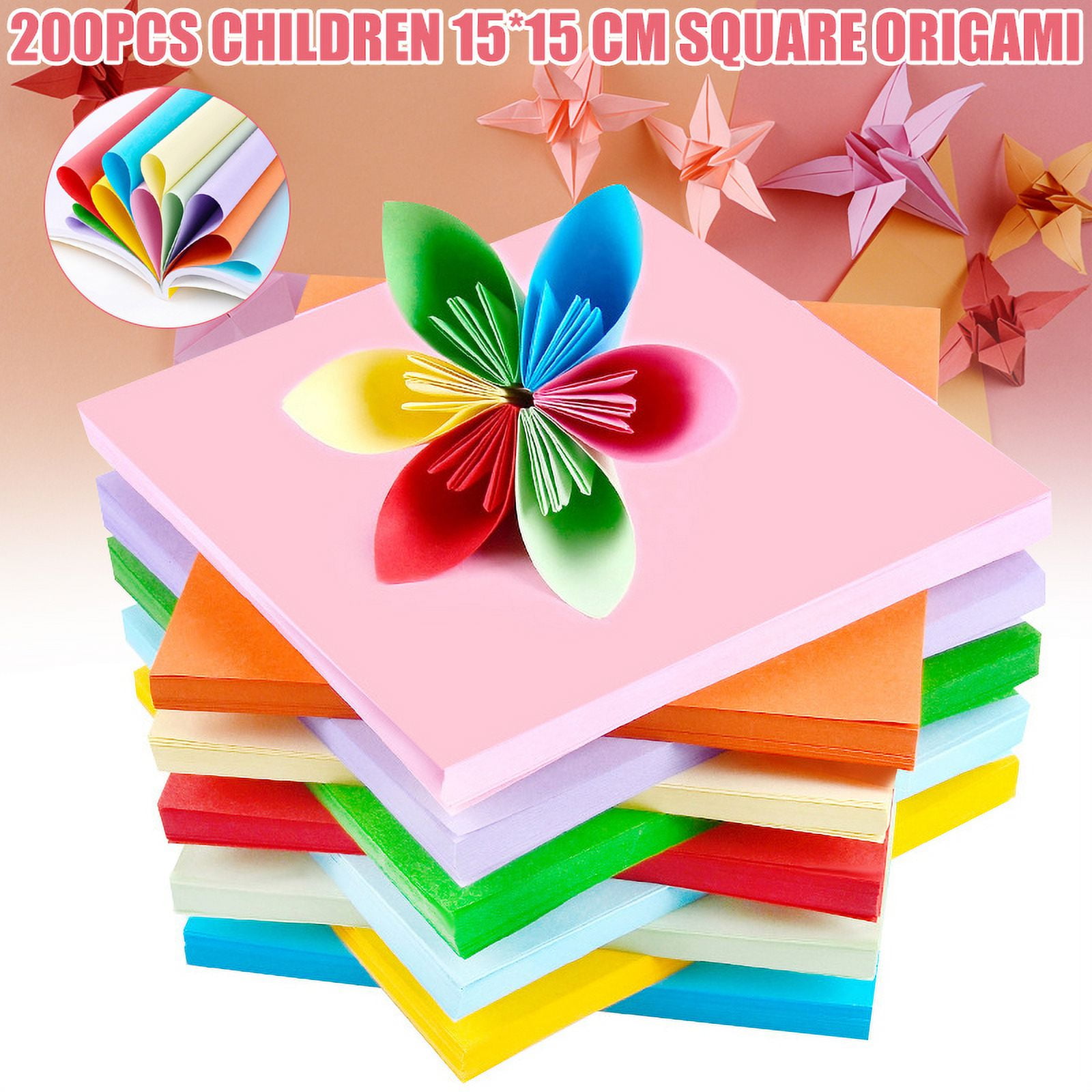  Origami Paper 200 Sheets, 20 Vivid Colors, Double Sided Colors  Make Colorful and Easy Origami,6 Inch Square Sheet, for Kids & Adults,  Papers, Arts and Crafts Projects (200 Sheets) 