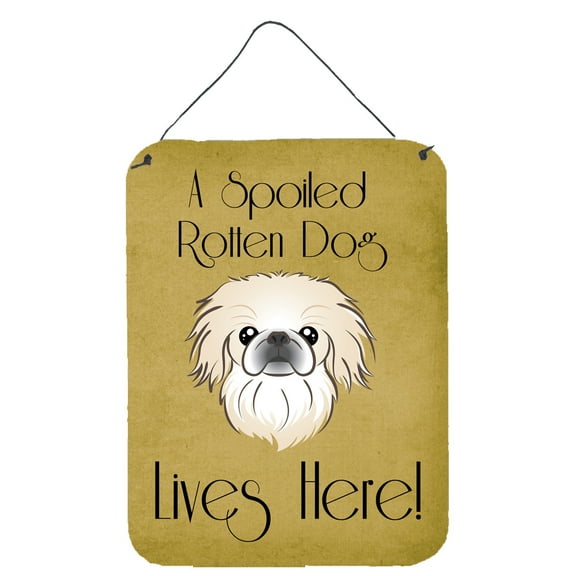 Caroline's Treasures BB1469DS1216 Pekingese Spoiled Dog Lives Here Wall or Door Hanging Prints, 12x16, multicolor