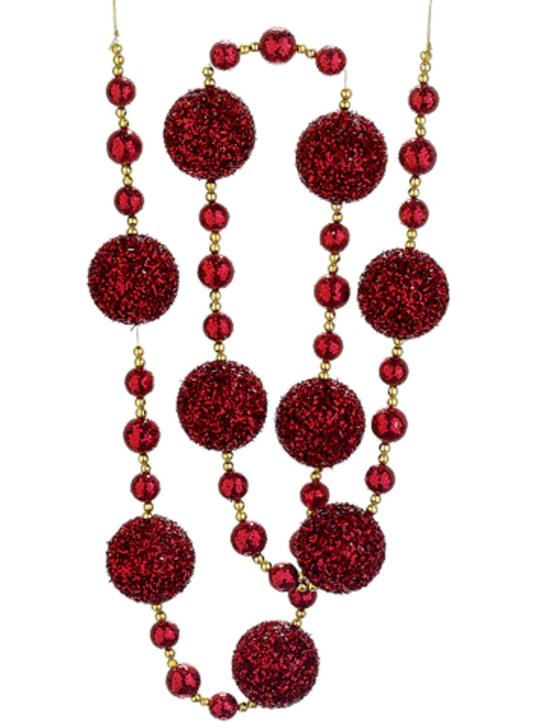 Christmas Brites Santa Suit Red and Gold Glittered Holiday Ball Garland