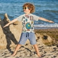 thumbnail image 3 of FORMRS Boys Rash Guard with Short Sleeves UPF 50+ Swim Shirts Sizes 3-12T, Beige School, 3 of 6