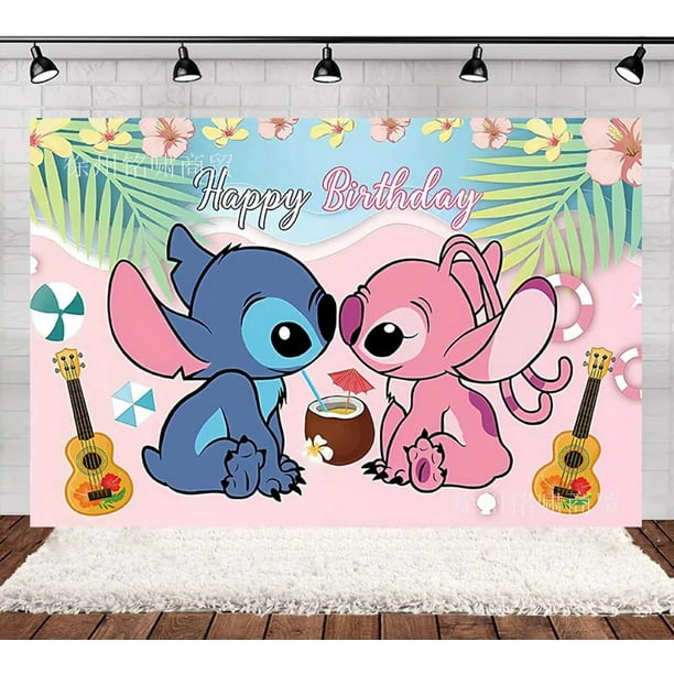 Disney-Decoraciones de Lilo & Stitch para fiesta de cumpleaños, plato de papel de Ángel rosa para Baby Shower, decoración de globos, suministros de vajilla