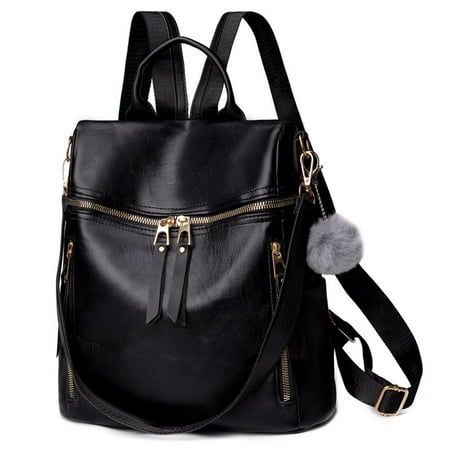 

Womens Imitation Leather Backpack Purse Large Capacity Multiple Zipper Pockets Shoulder Bag Convertible Satchel Handbag for Travel and Daily Style